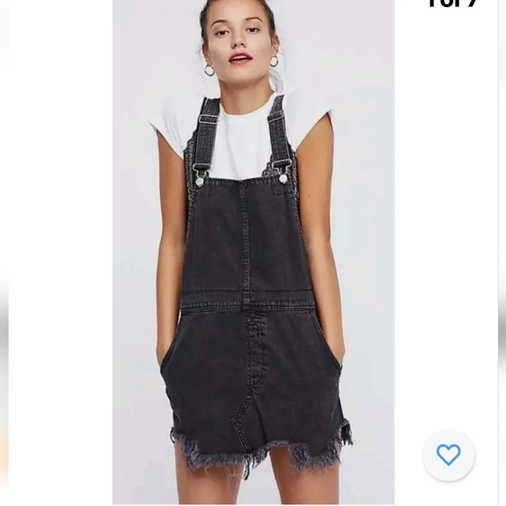 Free People black overall deniem mini skirt - Picture 4 of 11